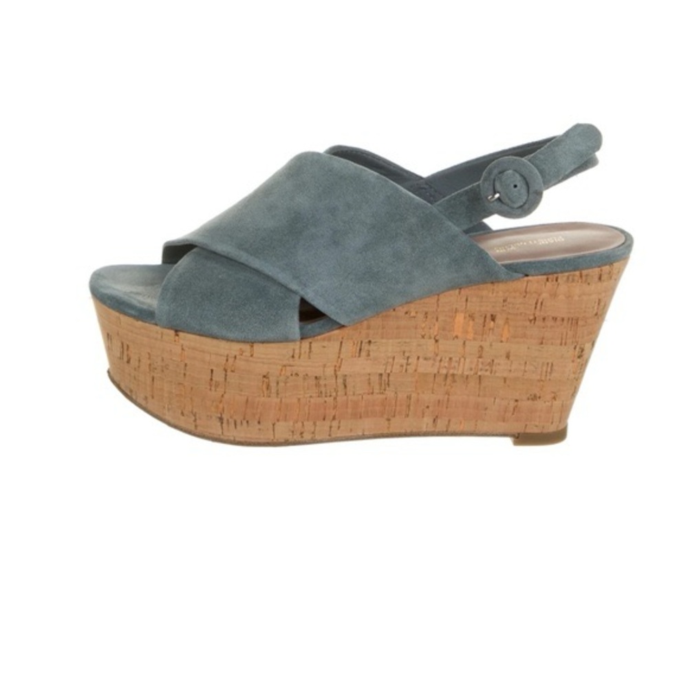 DVF blue suede cris cross platform wedges